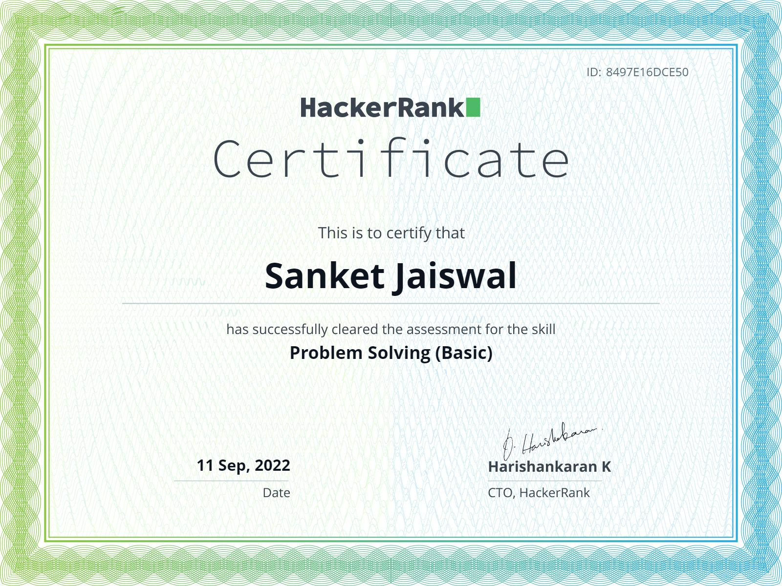 HackerRank Problem Solving Skill Certification