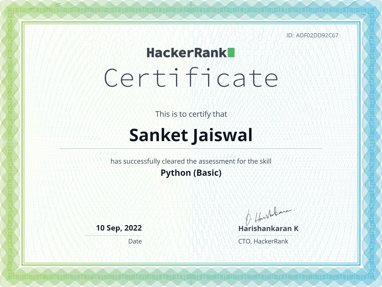 HackerRank Python Basic Skill Certification